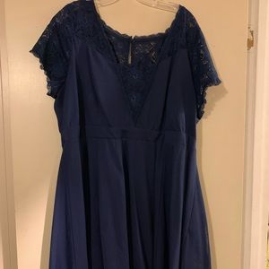 Navy Blue Dress with lace back Size 22